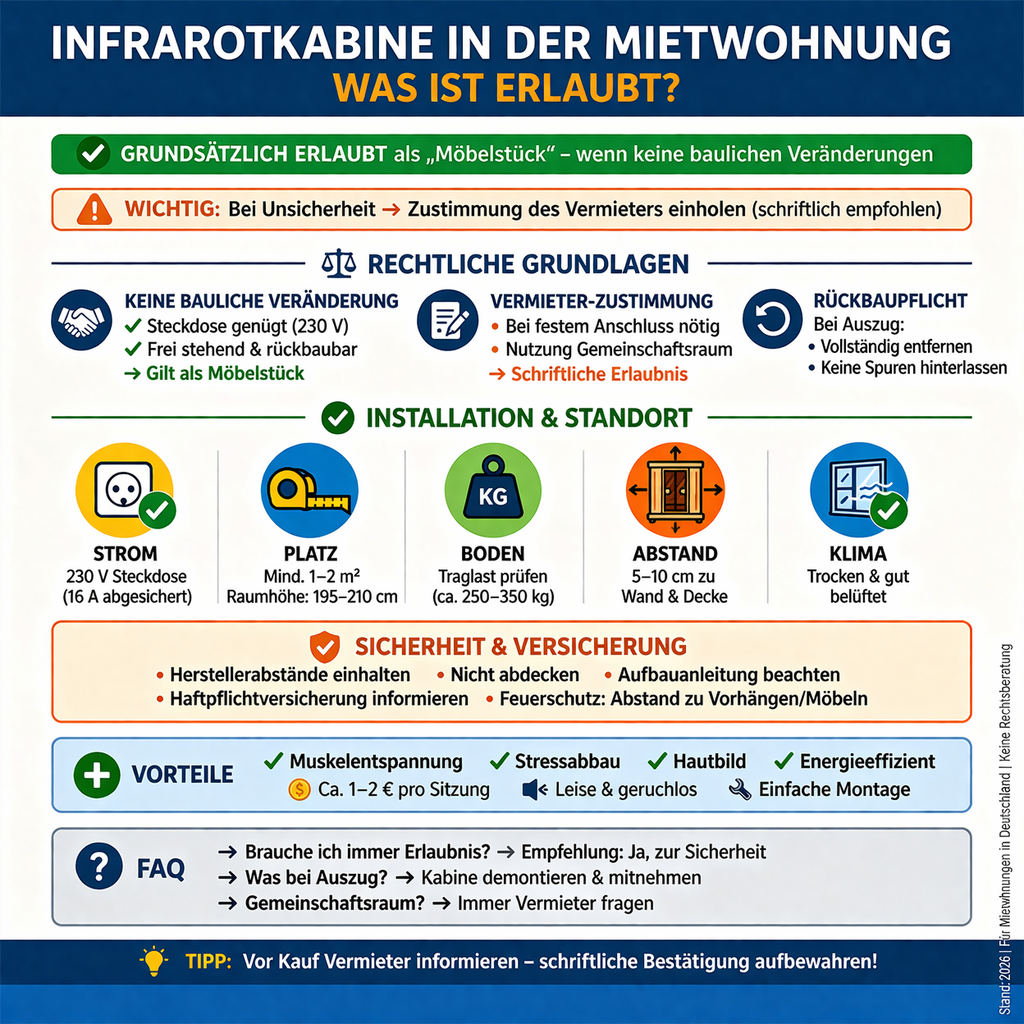 Infografik Infrarotkabine Mietwohnung erlaubt