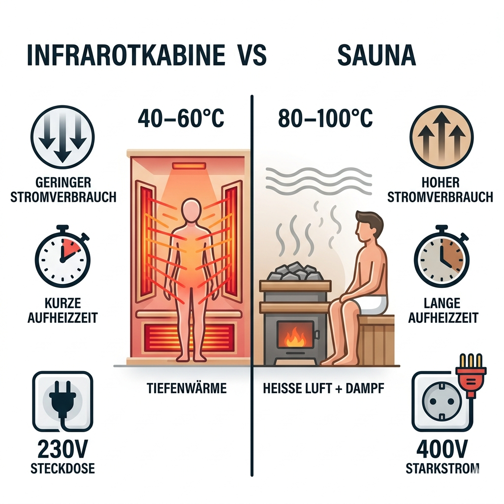 Vergleich zwischen Sauna und Infrarotkabine