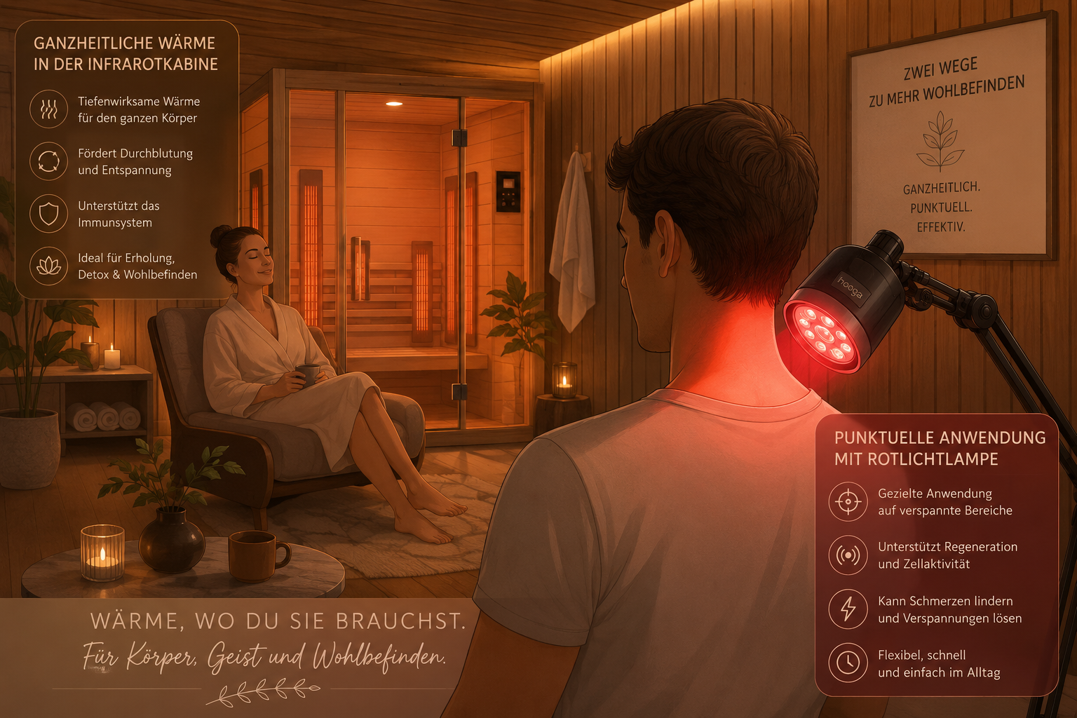 Wellness mit Infrarotkabine und Rotlichttherapie im Vergleich